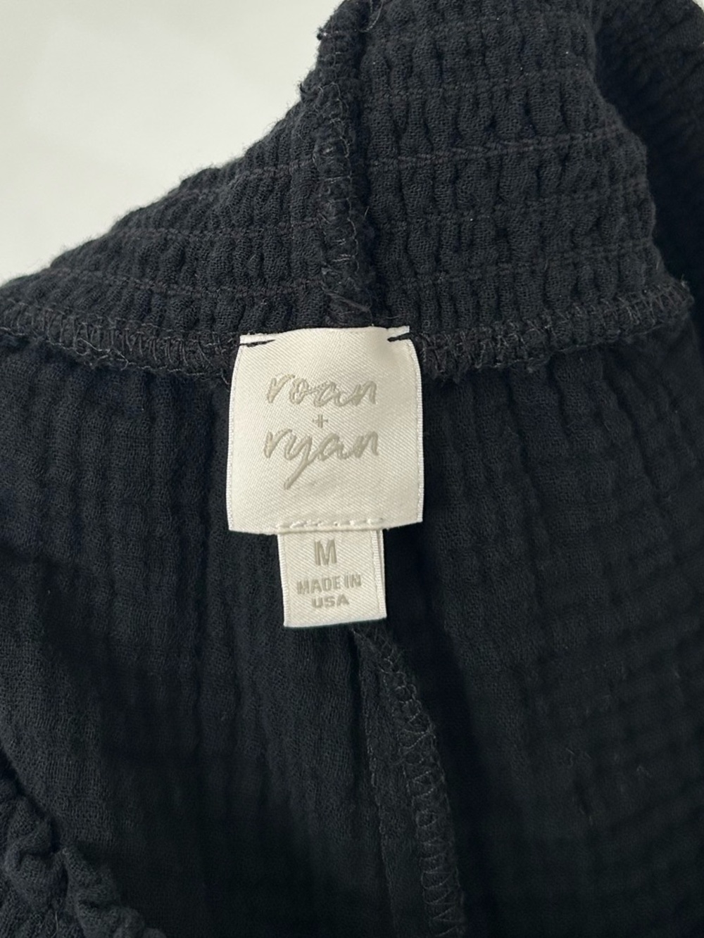 Evereve Roan + Ryan Split Wide Leg Gauzy Cotton Pant Black - Picture 5 of 6